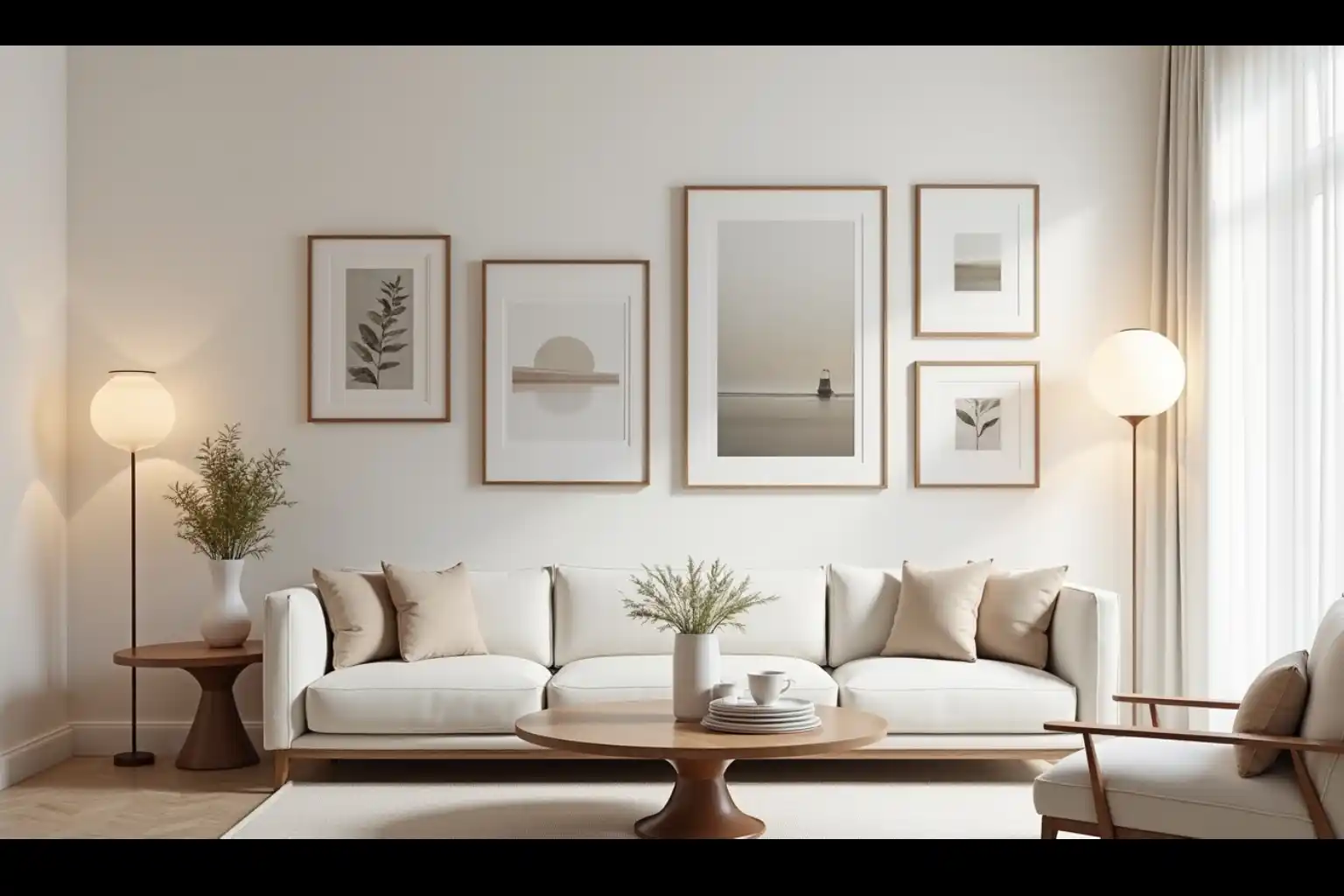 cómo decorar con cuadros y arte de forma armoniosa, elegante y equilibrada.